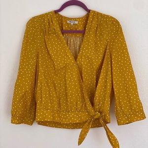 Madewell Mustard Yellow Star Print Wrap Blouse